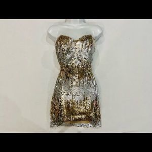 Social Couture Gold Silver Sequin Party Tube Bodycon Dress